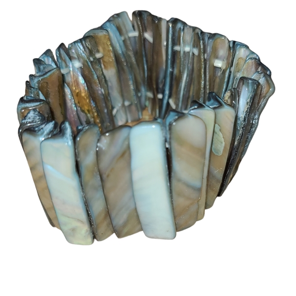 Vintage Stretchy Abalone Shell Bracelet L8 - Picture 5 of 8